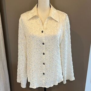 Women's Jennifer Lloyd Creamy Texture Blouse Button Up, Size XL